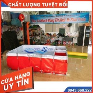 Bồn bạt nuôi cá koi, bể bạt nuôi cá khung kim loại, hồ bạt nuôi cá,bể bạt nuôi dưỡng cá chia 2 ngăn lọc kt 2x1x0.8m ....
