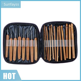 20Pcs Bamboo Crochet Hooks Knitting Weave Needles Set with Case