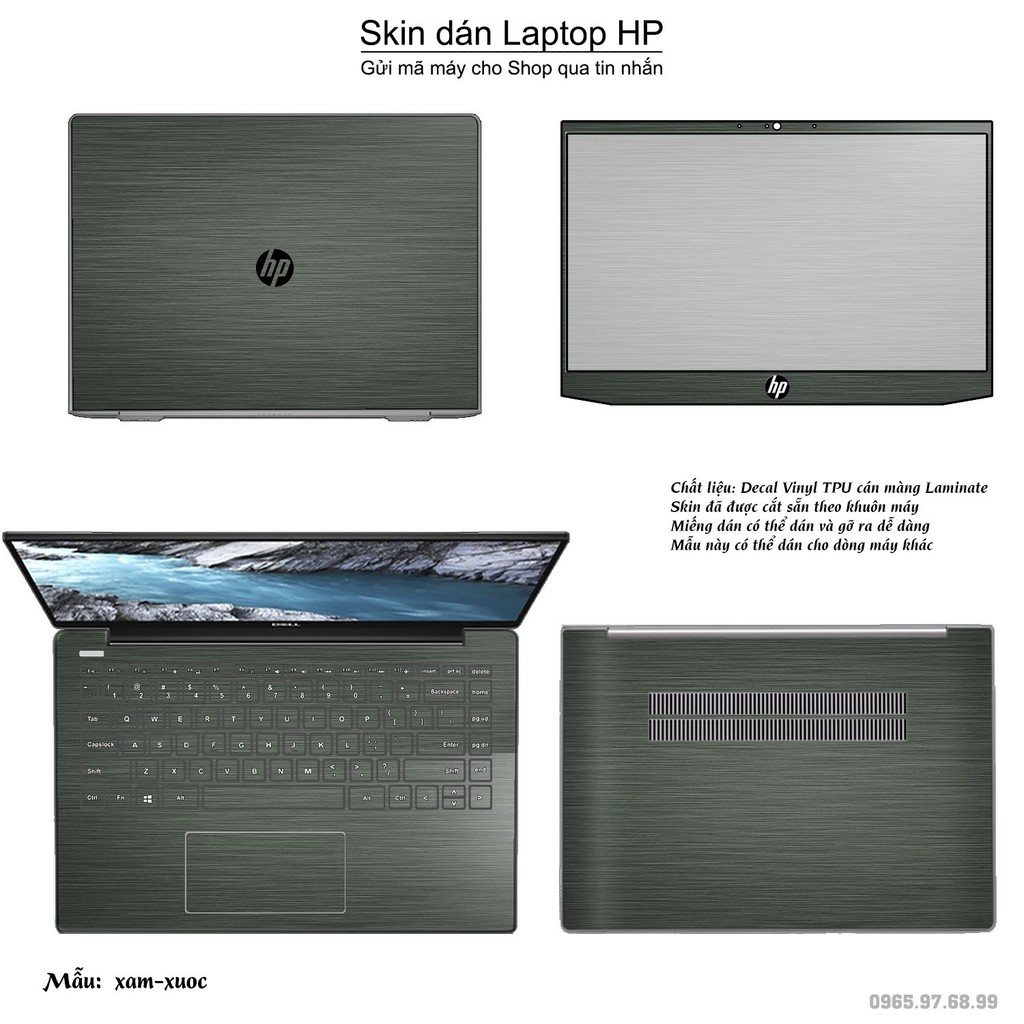 Skin dán Laptop HP màu xám xước (inbox mã máy cho Shop)