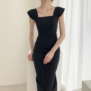 (ORDER) Đầm dự tiệc sang trọng cổ vuông ôm dáng thon gọn đơn giản style Hàn Quốc (HÀNG MỚI 2020)