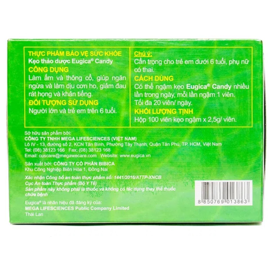 Kẹo ngâm thông cổ thơm miệng Eugica Candy (hộp 100v) - Đông Anh Pharmart