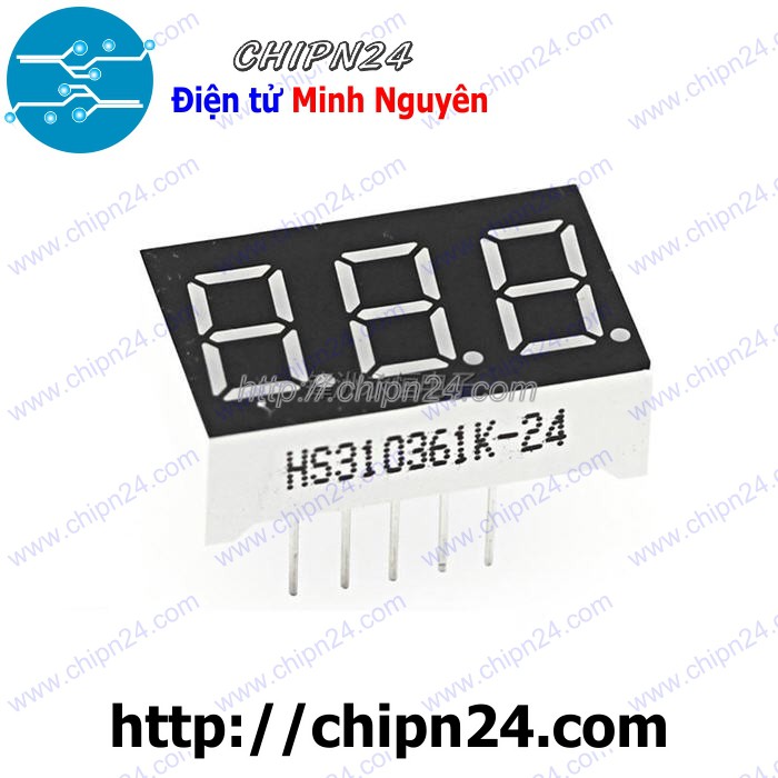 [1 CON] (F24) Led 7 Đoạn 0.36 inch 3 Số Anot chung (Sáng Đỏ)