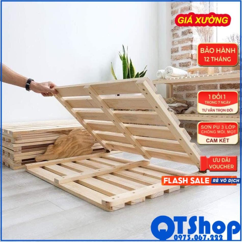 Giường Pallet / Giường Ngủ Pallet Gỗ Thông Gấp Gọn -QTShop