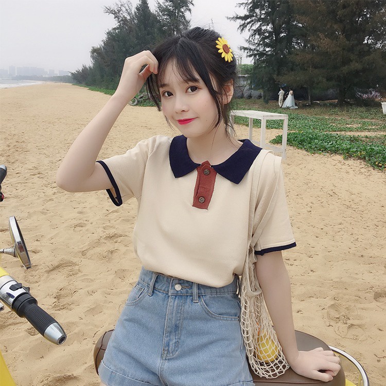 Áo thun polo ZHELIHANGFEI tay ngắn dáng rộng phong cách thời trang cá tính