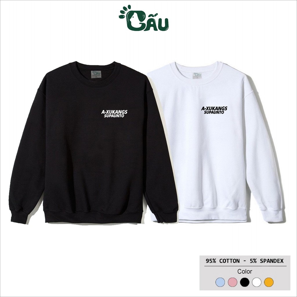 Áo sweater GẤU 194 vải thu đông co dãn, dày dặn mềm mịn form rộng phong cách Unisex -  A-XUKANGS