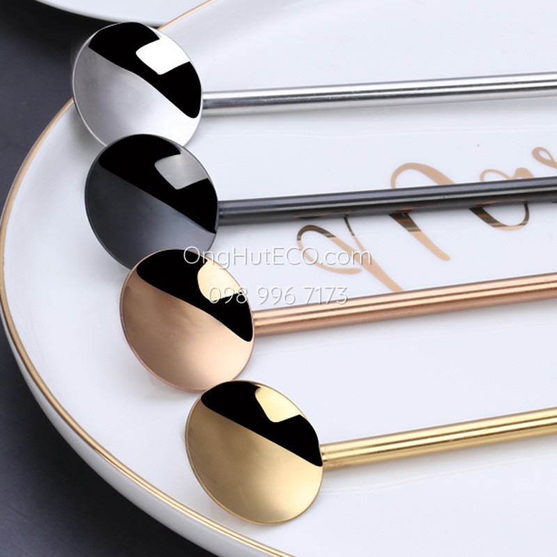 Ống Hút Muỗng Đầu Tròn Nhiều Màu (Tặng Kèm Cọ Rửa) | BigBuy360 - bigbuy360.vn