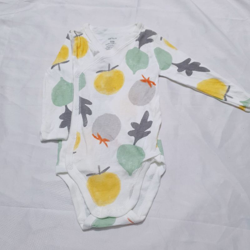 Body chip dài tay cài vạt chéo, bodysuit liền thân hàng xuất dư xinh cho bé sơ sinh size 0-12m