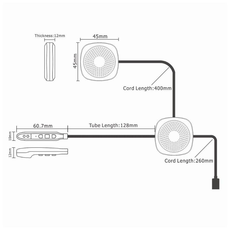 1 Bộ Tai Nghe Bluetooth Không Dây Gắn Mũ Bảo Hiểm