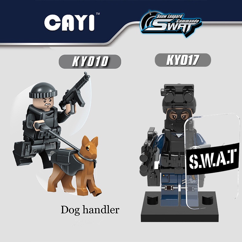 Mô hình đồ chơi lắp ráp chú chó cảnh sát SWAT KY010 KY017