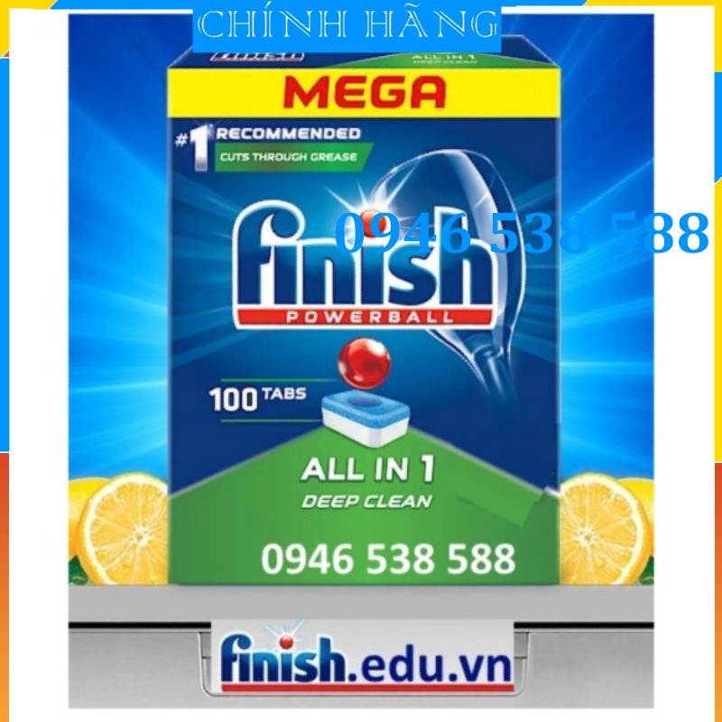 Viên rửa bát finish All in 1 120 Viên Finish Chính hãng - Viên rửa chén finish all in one tổng hợp 3 in 1 Finish Classic