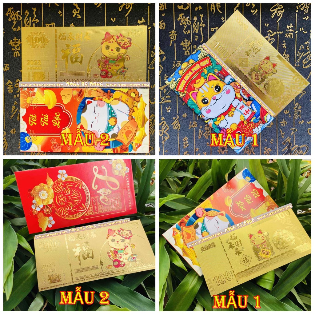 Lì xì tết 2023 bằng Plastic macao hình con mèo - tặng kèm bao lì xì may mắn Quý mão