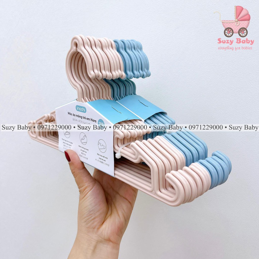 Set 10 Móc quần áo trẻ em Inochi  nhựa cao cấp Nhật - mắc quần áo cho em bé, trẻ sơ sinh