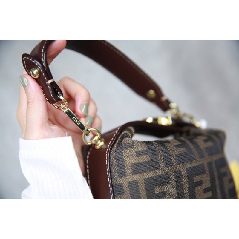 Túi xách nữ đeo chéo hoạ tiết FF màu nâu hàng cao cấp fullbox có hộp