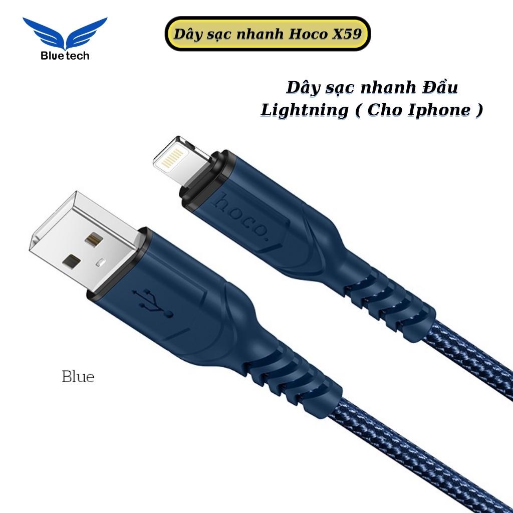 Dây sạc nhanh Hoco X59 dây dù sợi to siêu bền, Dây cáp truyền tải dữ liệu dài 1m các dòng điện thoại - Bluetech
