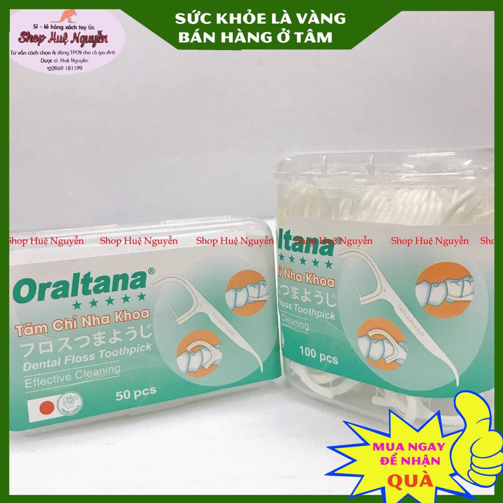 Tăm chỉ nha khoa Oraltana - Hộp 100 cái và 50 cái