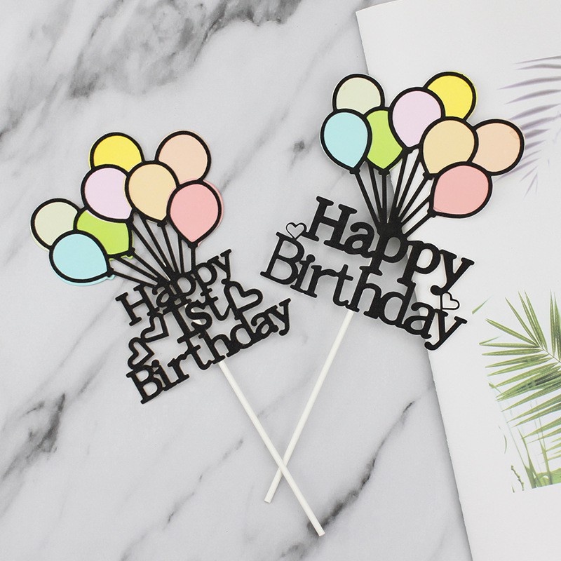 Bong Bóng Nhiều Màu Trang Trí Bánh Kem Sinh Nhật Cho Bé