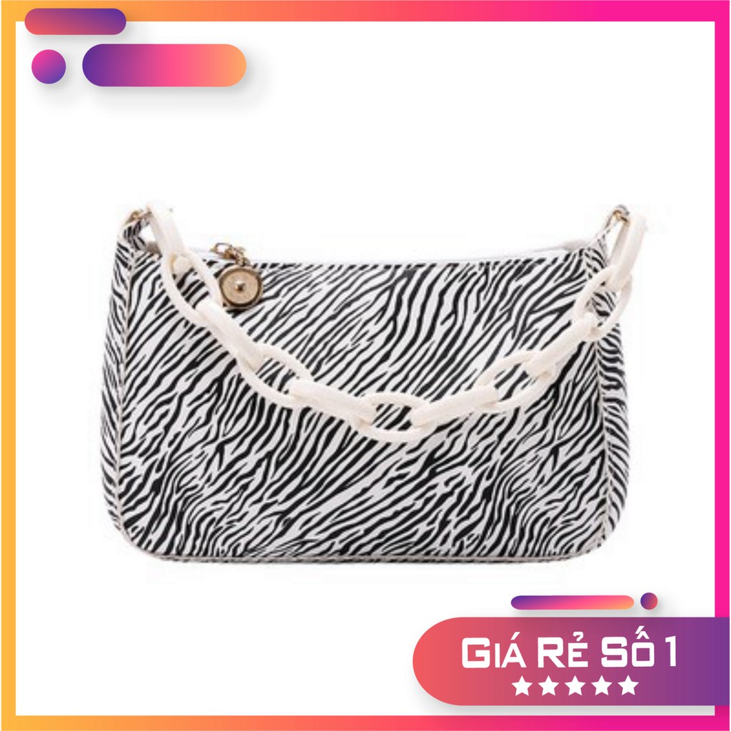 Túi kẹp nách vân ngựa vằn phối xích phong cách Retro DC09 túi đeo vai - TX Chip Xinh