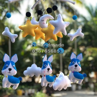 TREO NÔI CHO BÉ YÊU HANDMADE VẢI NỈ 071 - KHUNG TREO NÔI - ĐỒ TREO NÔI CON CHÓ