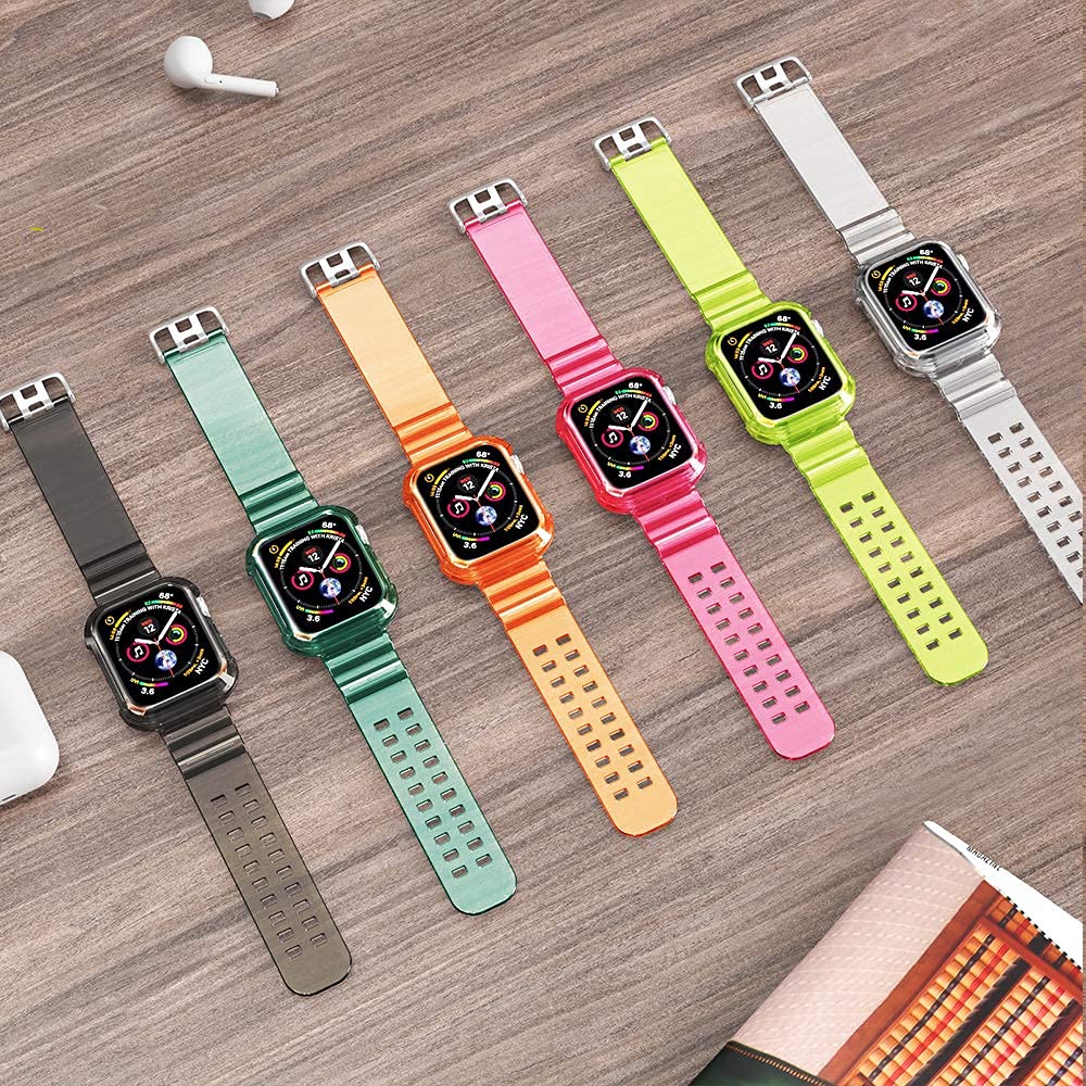 Dây Đeo Silicone Trong Suốt Cho Đồng Hồ Thông Minh iwatch Series7 6 Se 5/4 321 45/44/42mm 41/40/38mm