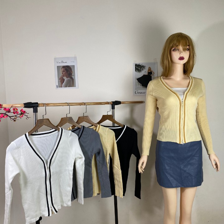 Áo Khoác Nữ Len Cao Cấp Phối Viền Nổi Bật Dây Kéo 2 Chiều Mẫu Mới Siêu Hot | BigBuy360 - bigbuy360.vn