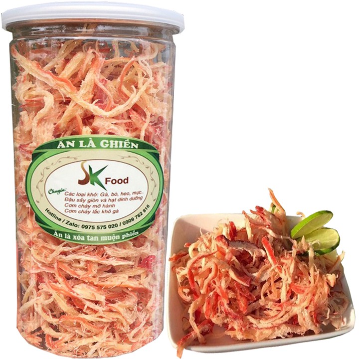 Combo 2 Hũ : Mực Xé Hấp Cốt Dừa - Mực Ép Tẩm Gia Vị Mỗi Hũ 200G Thương Hiệu SK FOOD