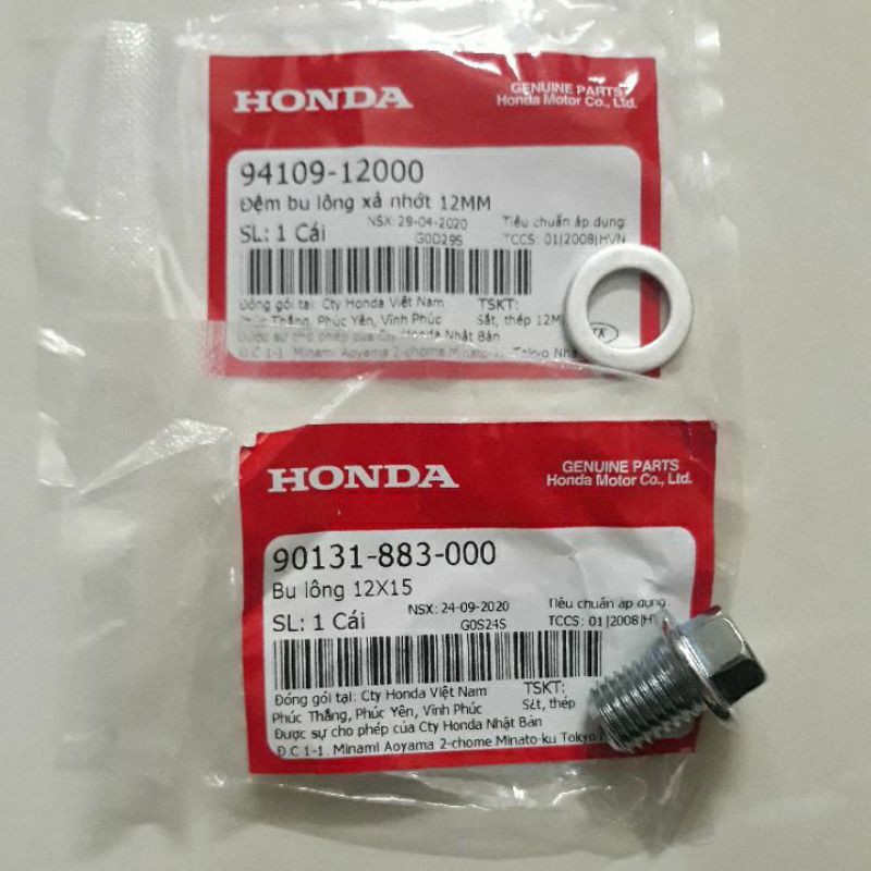Ốc +long đền xả nhớt  xe  honda ab click vario ,.....