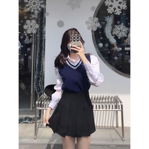 Chân váy xếp li đen xoè ngắn VIIA DESIGN