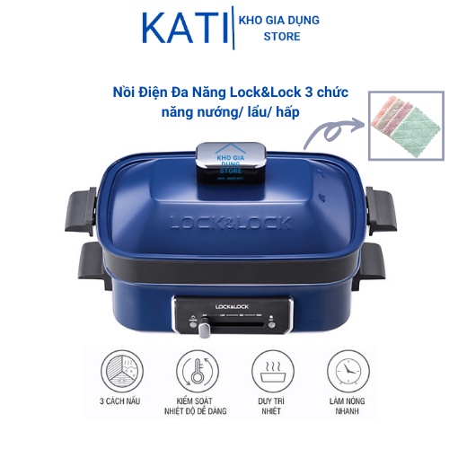 Nồi Điện Đa Năng Lock&amp;Lock EJG556 (2.5L) - 3 chức năng nướng/ lẩu/ hấp