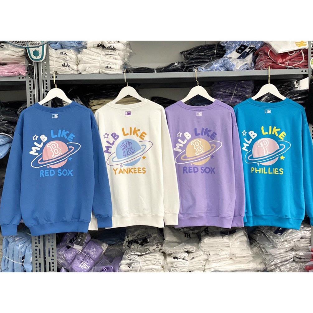 Áo nỉ sweater MLB thêu tay họa tiết quả cầu - 5 màu Xanh coban|Xanh biển|Tím|Trắng|Hồng - Size S|M|L 🔥