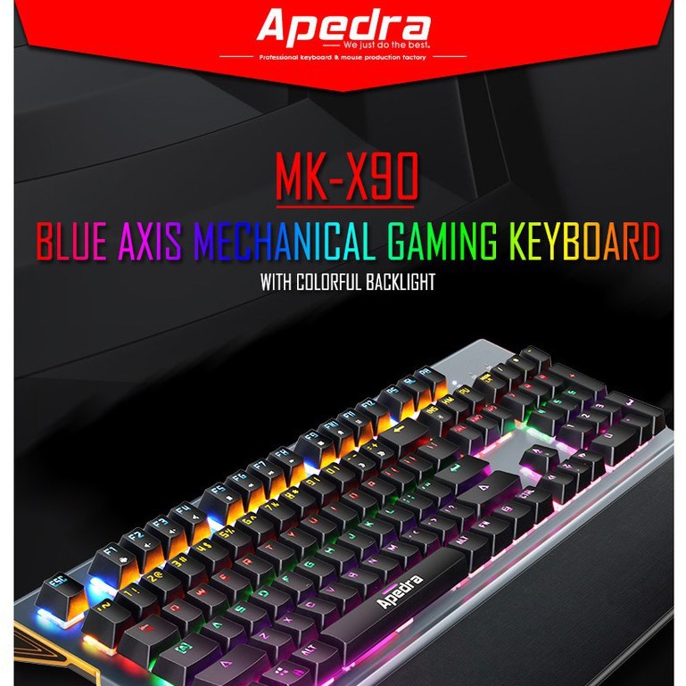 BÀN PHÍM CƠ CHUYÊN GAME APEDRA MK-X90 10 CHẾ ĐỘ ĐỔI MÀU LED (TẶNG LÓT CHUỘT) -dc3020