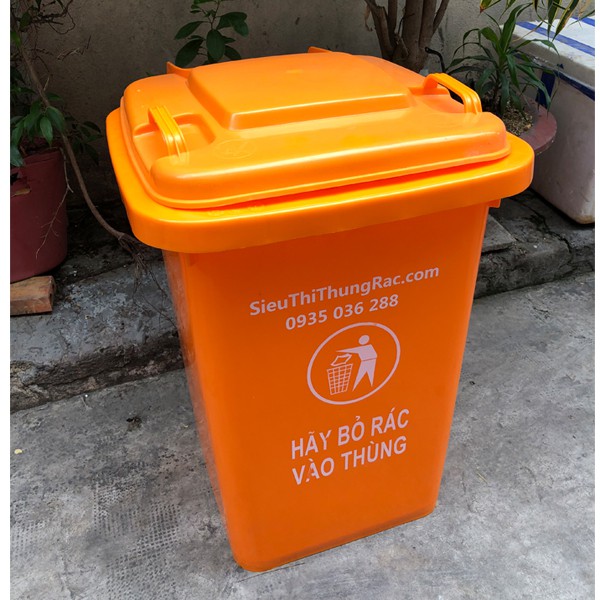 THÙNG RÁC NHỰA 60 LÍT CÓ 04 BÁNH XE - TẶNG KÈM 1 CUỘN BAO RÁC