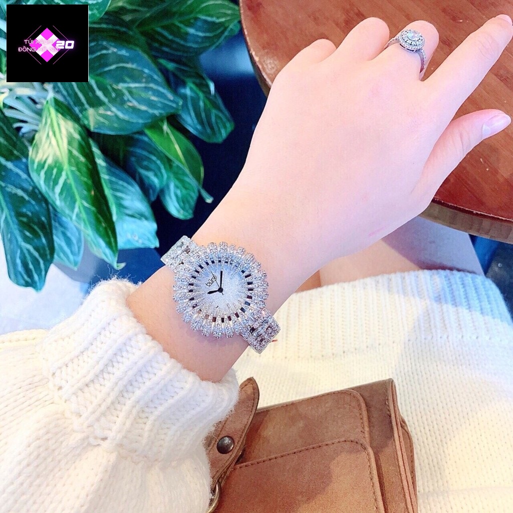 ( Sẵn 6 màu ) Đồng Hồ Nữ Burgi Crystal Accented Sparkling Dial Women's Watch #BUR054 Case 41mm. 3ATM