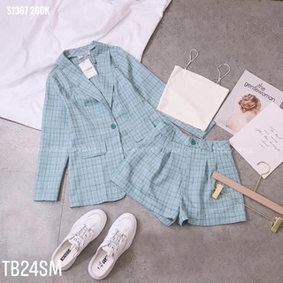 Set vest caro 3 món quần đùi