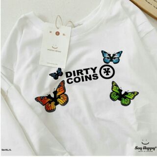 Áo in DIRTY COINS kèm họa tiết bướm bay