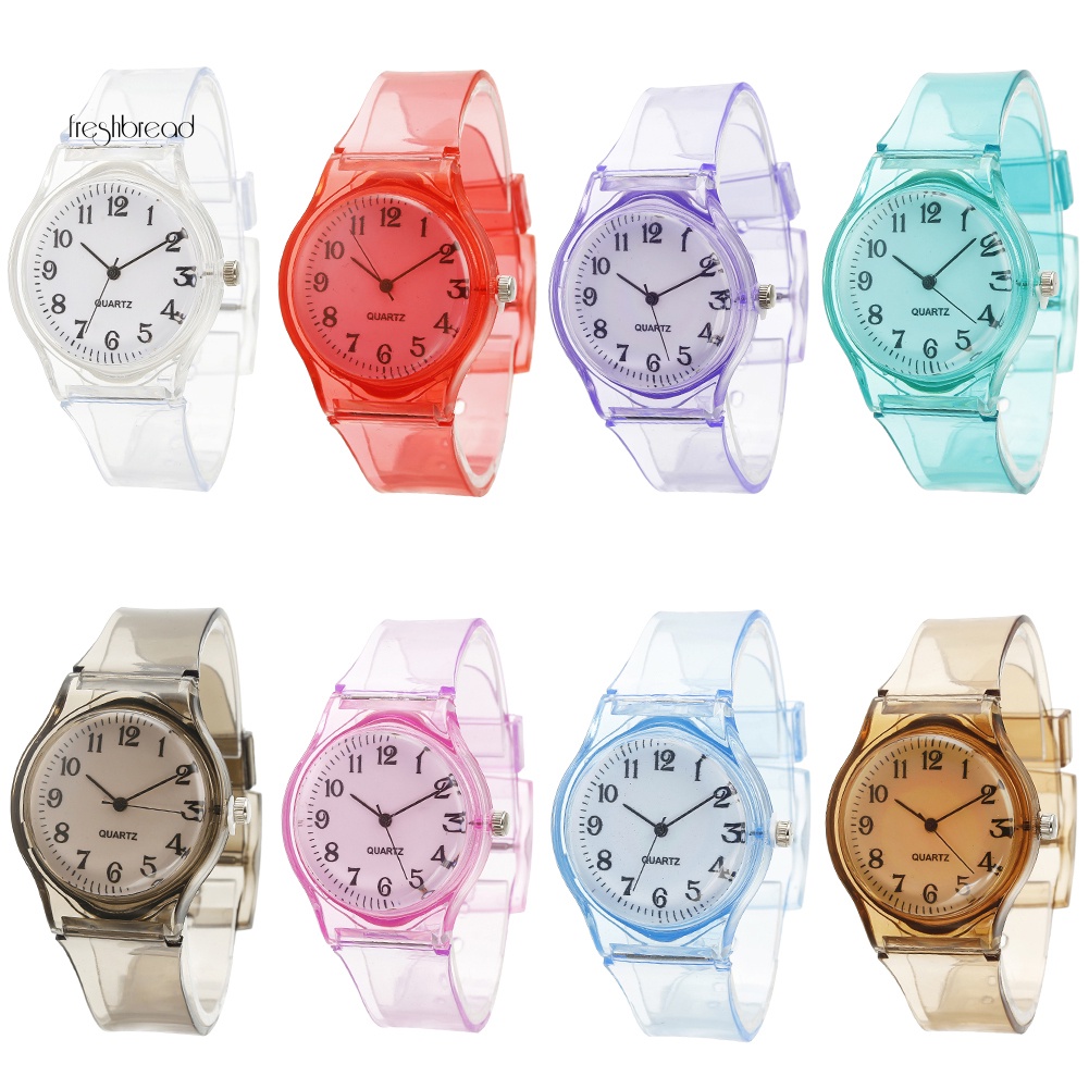 【VOGUE】Unisex Jelly Color Round Dial Transparent Silicone Band Analog Quartz Watch Gift