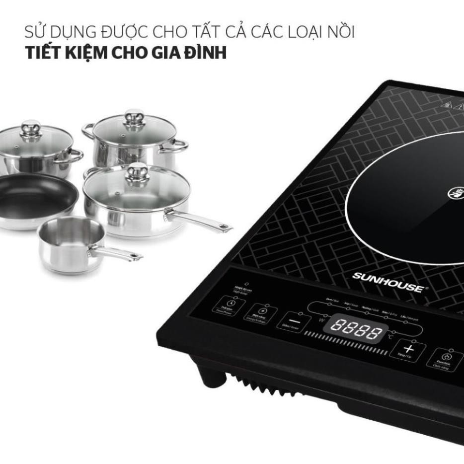 Bếp Điện Từ Cảm Ứng Sunhouse SHD6011, Bếp Điện Từ Đơn Sunhouse Công Suất 2000 W Kính Chịu Lực Siêu Bền.