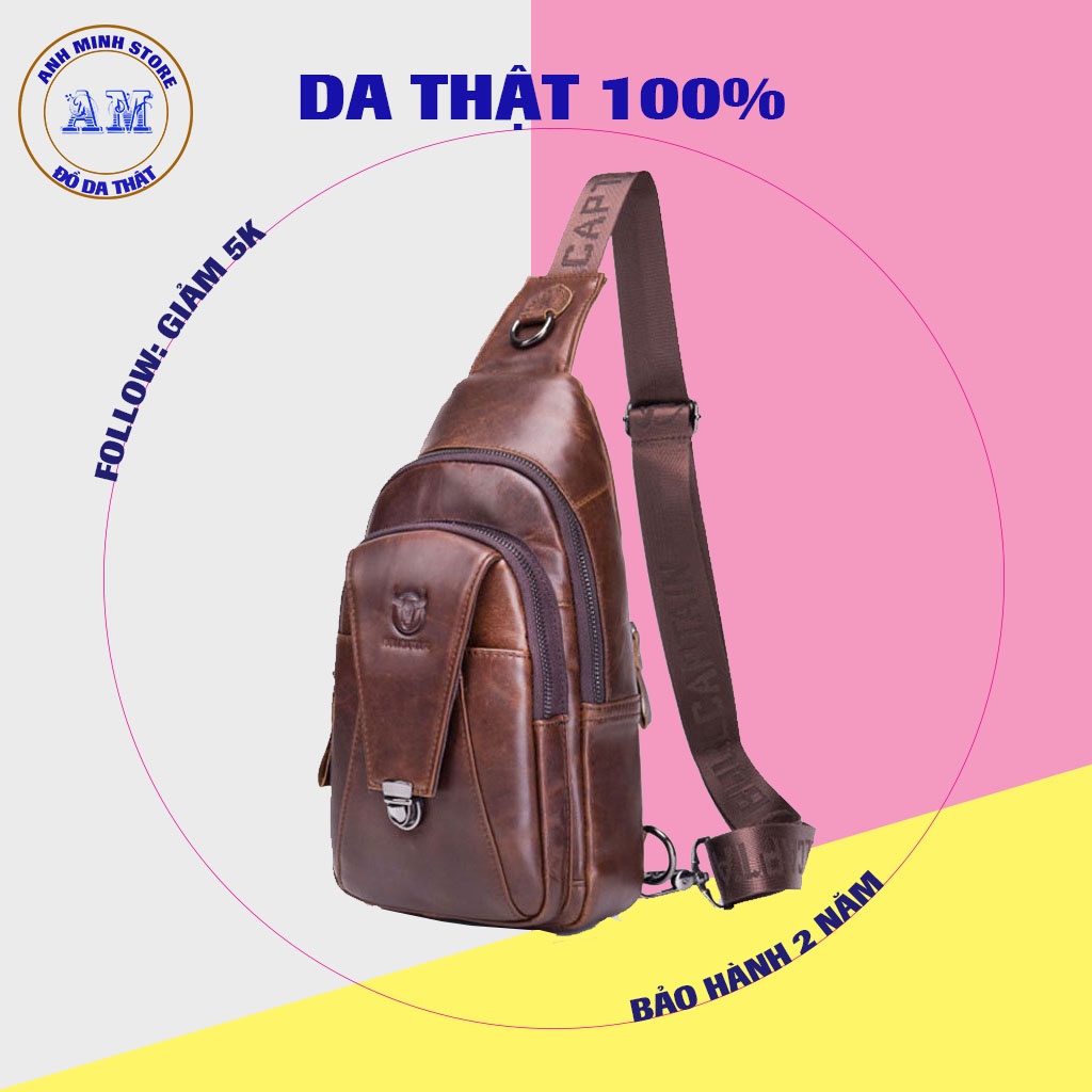 Túi đeo chéo nam da bò thật cao cấp mini phong cách thời trang trẻ sang trọng dùng đi học đi chơi giá rẻ CS02