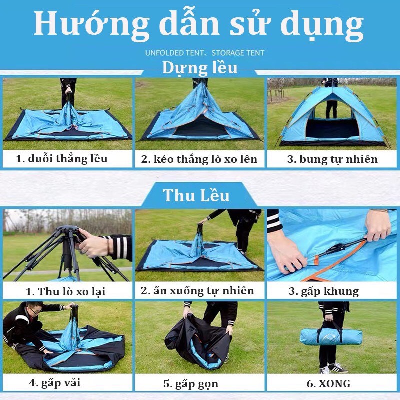 Lều cắm trại picnic tự bung dòng cao cấp - bảo hành 12 tháng