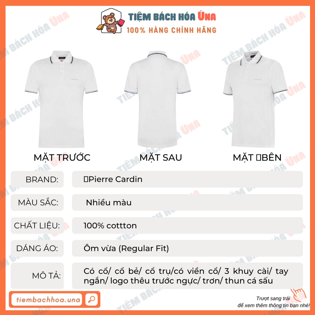 Áo thun nam polo Pierre Cardin tay ngắn cổ trụ có viền vải cotton cá sấu