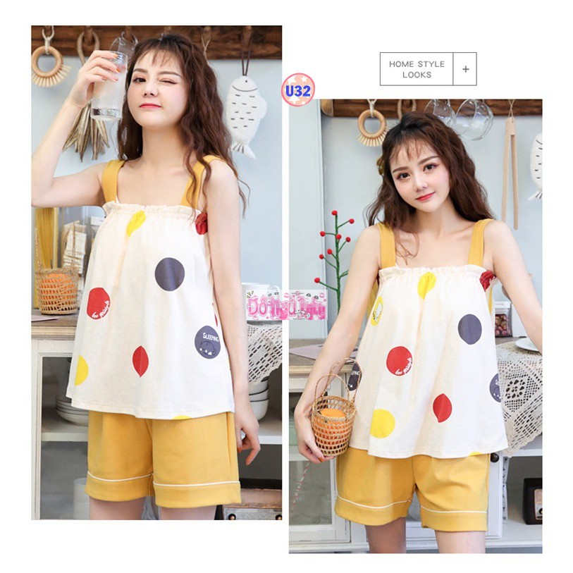 Bộ Ngủ 2 dây dễ thương (thun cotton) U3 | BigBuy360 - bigbuy360.vn