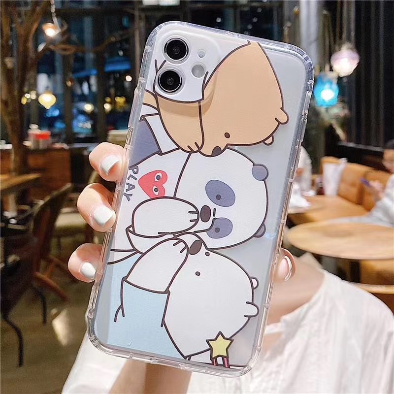 Ốp điện thoại mềm trong suốt hình ba chú gấu 3D cho IPhone 11 11Pro 11Promax X XS XR XSmax 7 8 plus | BigBuy360 - bigbuy360.vn