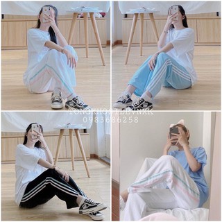 QUẦN DÀI UNISEX SỌC 3 LINE COLOR - QUẦN 3 SỌC MÀU DÁNG RỘNG THỂ THAO - QUẦN ỐNG SUÔNG NỮ 3 LINE