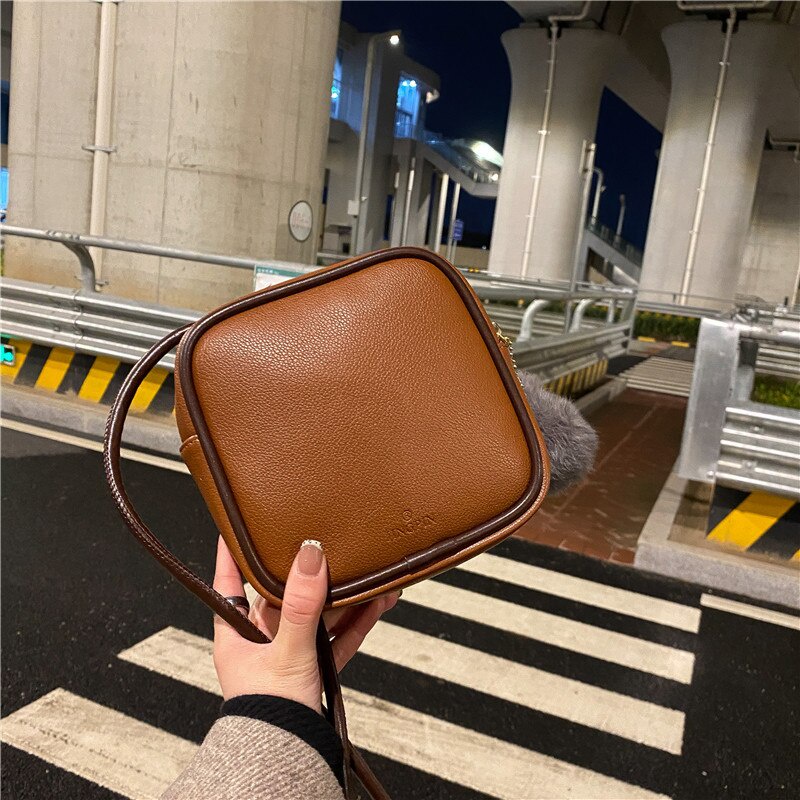 Túi đeo vai đeo chéo JASMIN NOIR da PU dáng vuông nhỏ phong cách retro đơn giản dành cho nữ