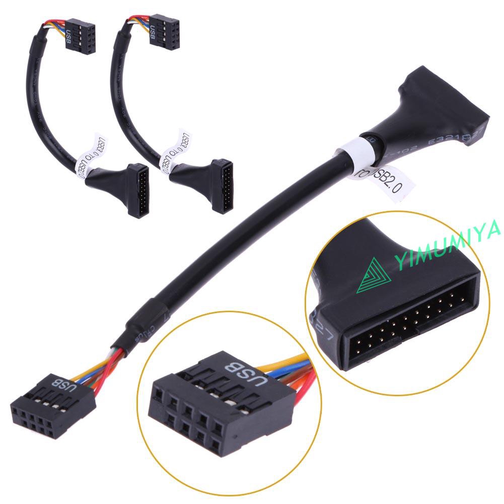 YI USB 3.0 20 Pin Male to USB 2.0 9 Pin Motherboard Female Cable