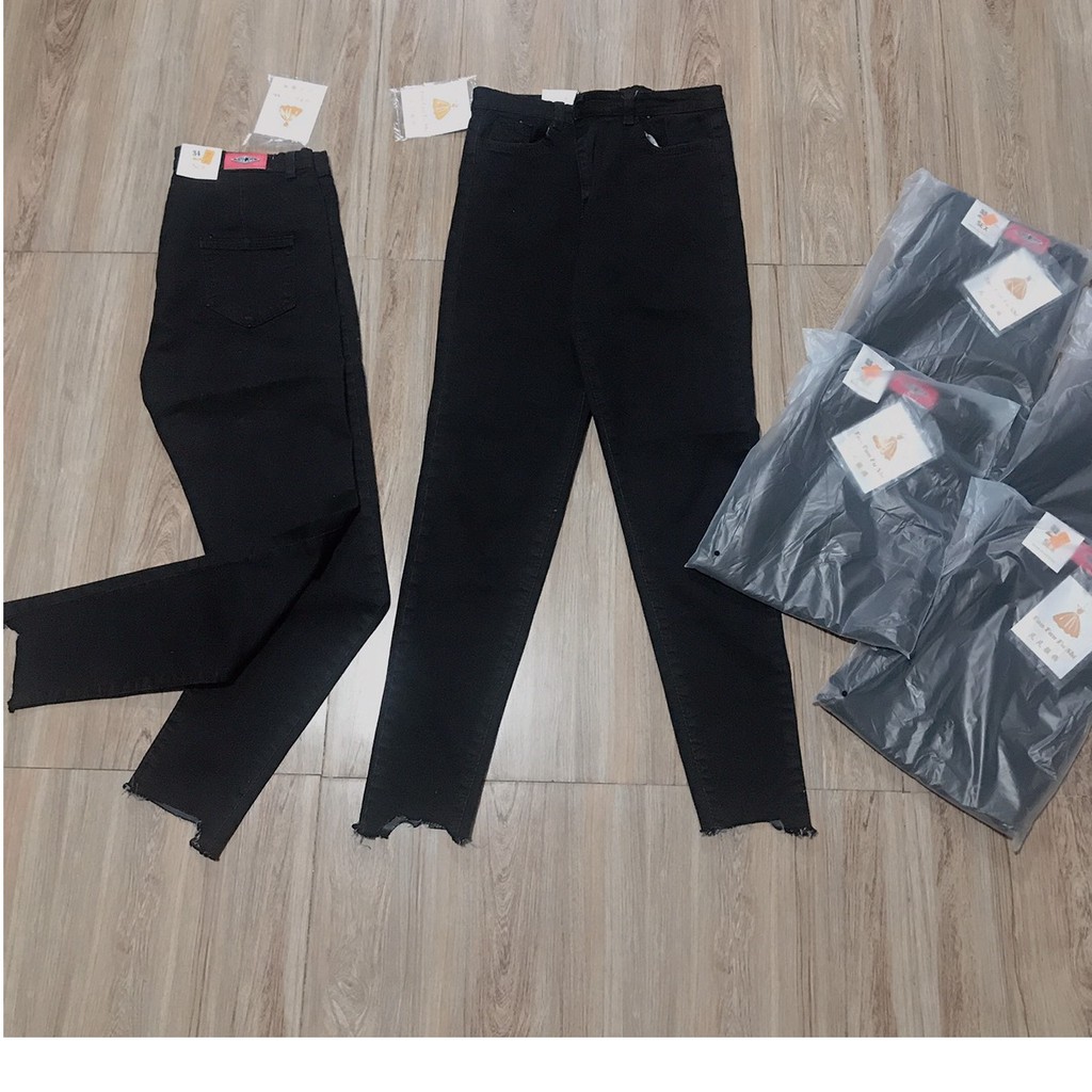 Quần jean nữ DÀI ĐEN KHOÉT RÁCH TUA LAI ( SIZE 26-34 ) Mk82