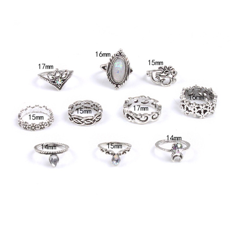 Set 10 Nhẫn Đeo Khớp Ngón Tay Phong Cách Bohemian Thời Trang Cho Nữ