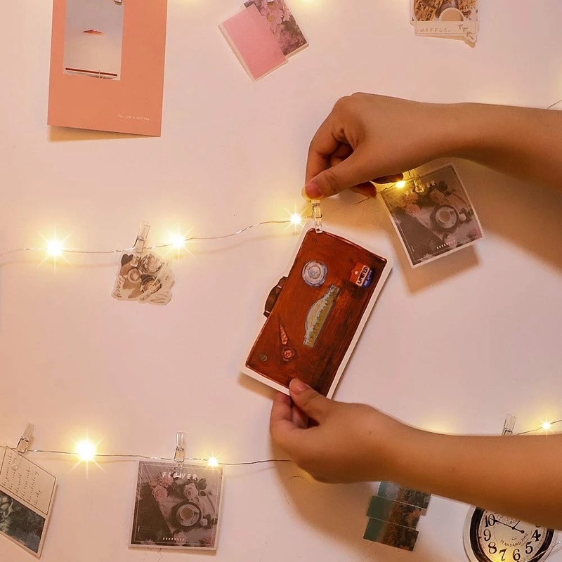 Dây đèn LED kèm kẹp treo ảnh trang trí nhà cửa xinh xắn