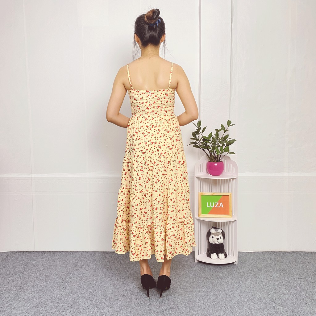 [Mã LUZA88 giảm 10K đơn 150K] Váy Maxi Hoa Dáng Xòe Hai Dây Hoa Nhí Váy Đi Biển | BigBuy360 - bigbuy360.vn