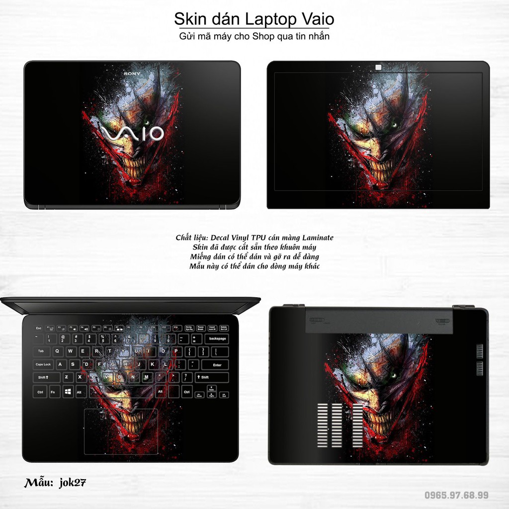 Skin dán Laptop Sony Vaio in hình Joker _nhiều mẫu 4 (inbox mã máy cho Shop)