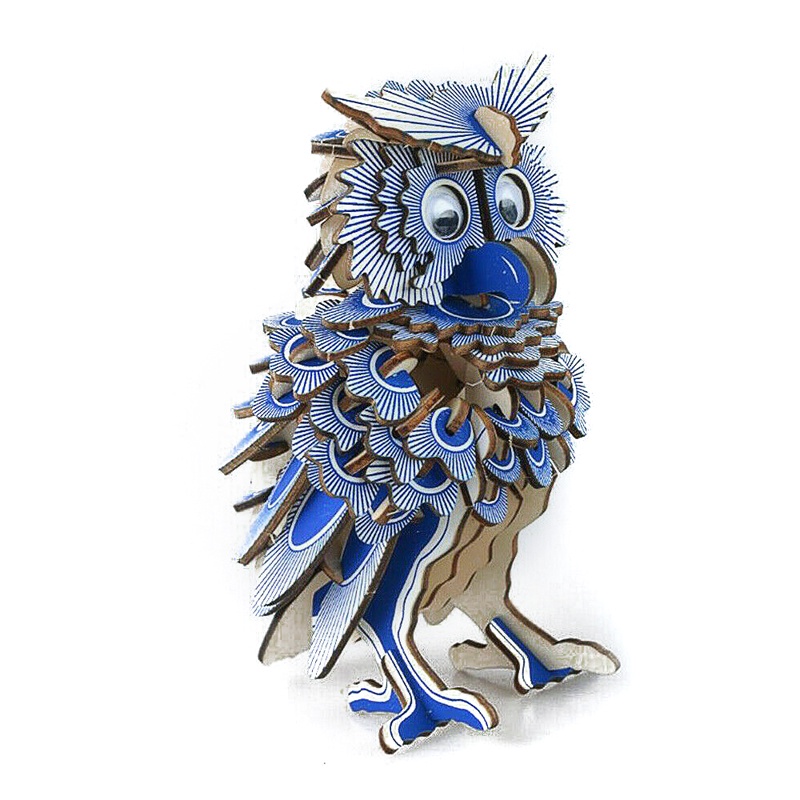 New 3d wooden owl puzzle jigsaw woodcraft kit toy model diy construction bird